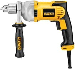 DeWALT - 1/2" Keyed Chuck, 1,200 RPM, Pistol Grip Handle Electric Drill - 10.5 Amps, 115 Volts, Reversible, Includes 360° Locking Side Handle with Soft Grip & Chuck Key with Holder - Americas Tooling