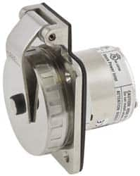 Hubbell Wiring Device-Kellems - 125/250 VAC, 50 Amp, Self Grounding Inlet - 3 Poles, 4 Wire, Male End, Metallic - Americas Tooling