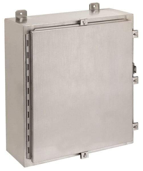 Cooper B-Line - Stainless Steel Standard Enclosure Hinge Flat Cover - NEMA 4, 12, 13, 4X, 24" Wide x 36" High x 8" Deep, Corrosion Resistant, Rainproof & Watertight - Americas Tooling