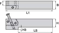 Kennametal - KGMS, Right Hand, Indexable Grooving Tool Holder - 31.75mm Shank Height, 31.75mm Shank Width, 139.9mm OAL - Americas Tooling