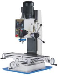 Rong Fu - 3 Phase, 20" Swing, Geared Head Mill Drill Machine - 32" Table Length x 9-3/8" Table Width, 20-1/2" Longitudinal Travel, 8-1/4" Cross Travel, 6 Spindle Speeds, 1 hp, 220 Volts - Americas Tooling