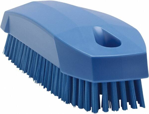 Vikan - 0.7" Bristle Length, Polyester Scrub Brush - 1-1/2" Wide Head, 4-1/2" OAL, Blue, Polypropylene Block - Americas Tooling