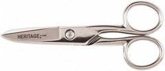 Heritage Cutlery - 1-7/8" LOC, 5-1/4" OAL Carbon Nickel Plated Standard Scissors/Shears - Right Hand, Steel Straight Handle, For Electrical - Americas Tooling