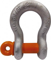 CM - 1/2" Nominal Chain Size, 2 Ton Carbon Steel Screw Anchor Shackle - 23/32" Diam, 5/8" Pin Diam, 13/16" Wide Inside Jaw, 1-5/32" Inside Width - Americas Tooling