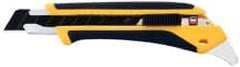 Olfa - Snap Utility Knife - 3.94" High Carbon Tool Steel Blade, Yellow & Black Elastomer & Fiber Reinforced Polymer Handle, 1 Blade Included - Americas Tooling