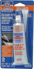 Permatex - 3 oz Tube Clear RTV Silicone Joint Sealant - -75 to 400°F Operating Temp, 24 hr Full Cure Time - Americas Tooling