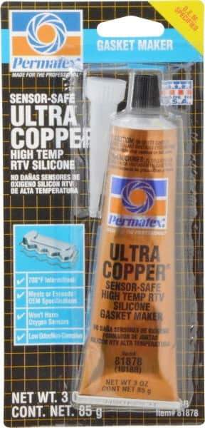 Permatex - 3 oz Gasket Maker - -65 to 700°F, Copper, Comes in Tube - Americas Tooling