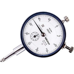 Mitutoyo - 1/2" Range, 0-50 Dial Reading, 0.0005" Graduation Dial Drop Indicator - 57mm Dial, 0.05" Range per Revolution, 0.0005" Accuracy, Revolution Counter - Americas Tooling