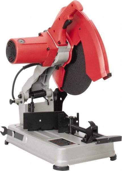 Milwaukee Tool - 14" Blade Diam, 1" Arbor Hole, Miter Chop & Cutoff Saw - 1 Phase, 3,900 RPM, 4 hp, 120 Volts, 4-5/8" in Solids at 45°, 5" in Pipe at 45° - Americas Tooling