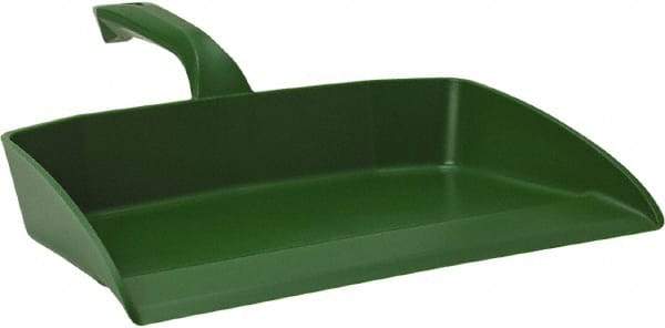 Vikan - 12-1/2" Wide Handheld Dustpan - Plastic Body, 4-1/2" Handle, Green - Americas Tooling