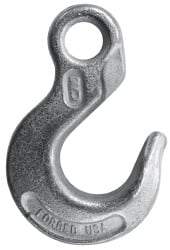 CM - Chain Grade 100, 8,800 Lbs. Load Limit Eye Sling Hook - 1.44 Inch Hook Throat, 4.78 Inch Reach, 0.94 Inch Eye Inside Diameter, 3/8 Inch Chain Diameter, 6.64 Inch Overall Length, 0.56 Inch Eye Thickness - Americas Tooling