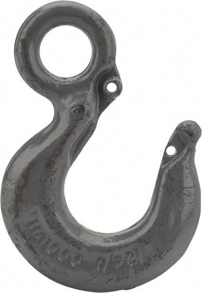 CM - Chain Grade 100, 4,300 Lbs. Load Limit Eye Rigging Hook - 0.97 Inch Hook Throat, 3.66 Inch Reach, 0.88 Inch Eye Inside Diameter, 9/32 Inch Chain Diameter, 5.04 Inch Overall Length, 0.44 Inch Eye Thickness - Americas Tooling