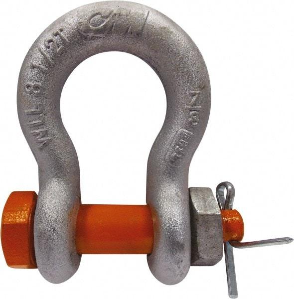 CM - 1/2" Nominal Chain Size, 3.3 Ton Alloy Steel Bolt Anchor Shackle - 23/32" Diam, 5/8" Pin Diam, 13/16" Wide Inside Jaw, 1-5/32" Inside Width - Americas Tooling