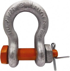 CM - 3/8" Nominal Chain Size, 1 Ton Carbon Steel Bolt Anchor Shackle - 17/32" Diam, 7/16" Pin Diam, 21/32" Wide Inside Jaw, 15/16" Inside Width - Americas Tooling