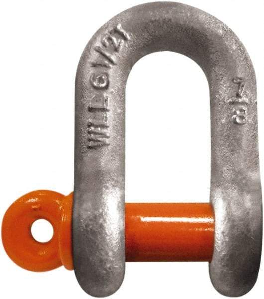 CM - 5/16" Nominal Chain Size, 0.75 Ton Carbon Steel Screw Chain Shackle - 15/32" Diam, 3/8" Pin Diam, 17/32" Wide Inside Jaw, 17/32" Inside Width - Americas Tooling