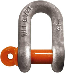 CM - 5/8" Nominal Chain Size, 3.25 Ton Carbon Steel Screw Chain Shackle - 27/32" Diam, 3/4" Pin Diam, 1-1/16" Wide Inside Jaw, 1-1/16" Inside Width - Americas Tooling