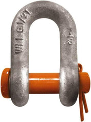 CM - 5/16" Nominal Chain Size, 0.75 Ton Carbon Steel Round Chain Shackle - 15/32" Diam, 3/8" Pin Diam, 17/32" Wide Inside Jaw, 17/32" Inside Width - Americas Tooling