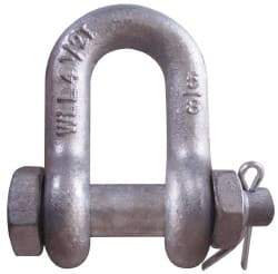 CM - 3/4" Nominal Chain Size, 4.75 Ton Carbon Steel Bolt Chain Shackle - 31/32" Diam, 7/8" Pin Diam, 1-1/4" Wide Inside Jaw, 1-1/4" Inside Width - Americas Tooling