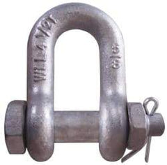 CM - 1/4" Nominal Chain Size, 0.5 Ton Carbon Steel Bolt Chain Shackle - 13/32" Diam, 9/32" Pin Diam, 15/32" Wide Inside Jaw, 15/32" Inside Width - Americas Tooling