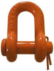 CM - 1/4" Nominal Chain Size, 0.75 Ton Carbon Steel Round Chain Shackle - 13/32" Diam, 9/32" Pin Diam, 15/32" Wide Inside Jaw, 15/32" Inside Width - Americas Tooling