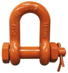 CM - 5/16" Nominal Chain Size, 1 Ton Carbon Steel Bolt Chain Shackle - 15/32" Diam, 3/8" Pin Diam, 17/32" Wide Inside Jaw, 17/32" Inside Width - Americas Tooling