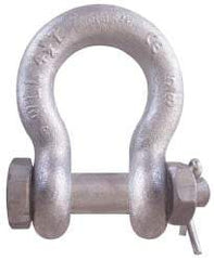 CM - 7/16" Nominal Chain Size, 2 Ton Carbon Steel Bolt Anchor Shackle - 19/32" Diam, 1/2" Pin Diam, 3/4" Wide Inside Jaw, 1-1/32" Inside Width - Americas Tooling