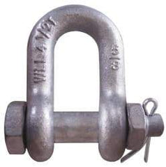 CM - 1/2" Nominal Chain Size, 3 Ton Carbon Steel Bolt Chain Shackle - 23/32" Diam, 5/8" Pin Diam, 13/16" Wide Inside Jaw, 13/16" Inside Width - Americas Tooling