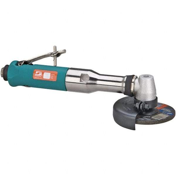 Dynabrade - 4" Wheel Diam, 13,500 RPM, Pneumatic Angle & Disc Grinder - 3/8-24 Spindle, 40 CFM, Rear Exhaust - Americas Tooling