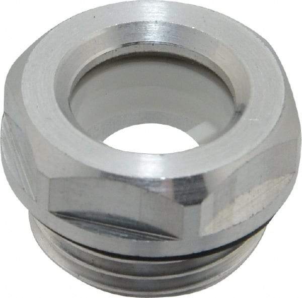 J.W. Winco - G 1/2 Thread, 23mm Distance Across Flats, Aluminum Oil Level Sight Glasses - 26mm Flange Diameter, 7.5mm Head Height, 8.5mm Length Under Head - Americas Tooling