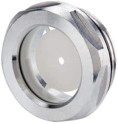 J.W. Winco - G 1-1/4 Thread, 40mm Distance Across Flats, Aluminum Oil Level Sight Glasses - 50mm Flange Diameter, 9mm Head Height, 12mm Length Under Head - Americas Tooling