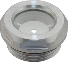 J.W. Winco - G 1 Thread, 36mm Distance Across Flats, Aluminum Oil Level Sight Glasses - 40mm Flange Diameter, 8.5mm Head Height, 11mm Length Under Head - Americas Tooling