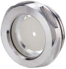 J.W. Winco - G 1-1/4 Thread, 40mm Distance Across Flats, Aluminum Oil Level Sight Glasses - 50mm Flange Diameter, 9mm Head Height, 12mm Length Under Head - Americas Tooling