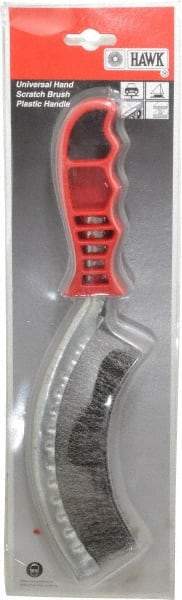 Value Collection - 1" Trim Length Steel Scratch Brush - 5-1/2" Brush Length, 10" OAL, 1" Trim Length, Plastic Ergonomic Handle - Americas Tooling