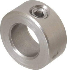 Climax Metal Products - 5/8" Bore, Stainless Steel, Set Screw Solid Set Screw Collars - 1-1/8" Outside Diam, 1/2" Wide - Americas Tooling