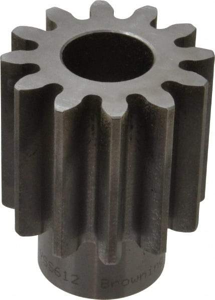 Browning - 6 Pitch, 2" Pitch Diam, 2.33" OD, 12 Tooth Spur Gear - 2" Face Width, 1" Bore Diam, 1-1/2" Hub Diam, 20° Pressure Angle, Steel - Americas Tooling