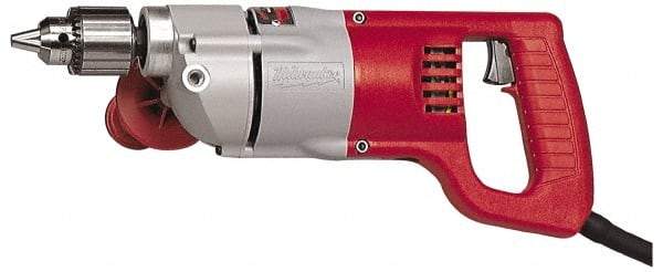 Milwaukee Tool - 1/2" Keyed Chuck, 1,000 RPM, D-Handle Electric Drill - 7 Amps, 120 Volts, Reversible, Includes Chuck Key with Holder & Side Handle - Americas Tooling