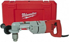 Milwaukee Tool - 1/2" Keyed Chuck, 600 RPM, D-Handle Electric Drill - 7 Amps, 120 Volts, Reversible, Includes 3/16" Socket Wrench, 9/16" Open End Wrench, RAD Assembly, Side Handle - Americas Tooling