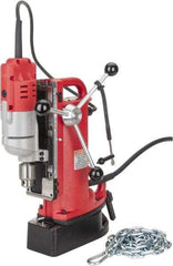 Milwaukee Tool - 1/2" Chuck, 9" Travel, Portable Electromagnetic Drill Press - 600 RPM, 7.2 Amps, 120 Volts, 9' Cord Length - Americas Tooling