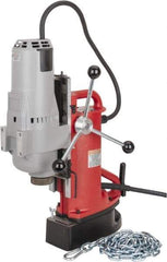 Milwaukee Tool - 1-1/4" Chuck, 11" Travel, Portable Electromagnetic Drill Press - 250 & 500 RPM, 12.5 Amps, 120 Volts, 9' Cord Length - Americas Tooling