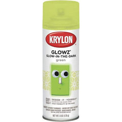 Krylon - Glow Green, Semi Gloss, Glow-in-the-Dark Spray Paint - 10 to 15 Sq Ft per Can, 16 oz Container, Use on Ceramics, Fabric, Glass, Glow-in-the-Dark Paint, Metal, Paper, Papier Mache, Plaster, Wicker, Wood - Americas Tooling