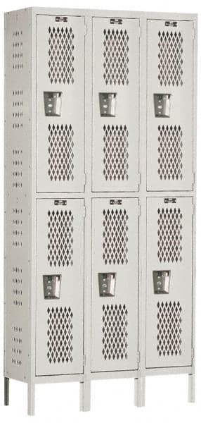 Hallowell - 6 Door, 2 Tier, Heavy-Duty Ventilated Wardrobe & Box Lockers - Americas Tooling