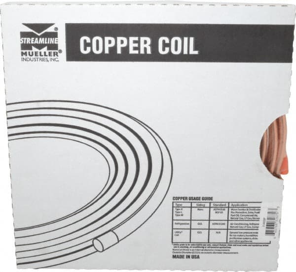 Mueller Industries - 20' Long, 3/8" OD, Grade Alloy 122 Copper Seamless Tube - 0.032" Wall Thickness - Americas Tooling