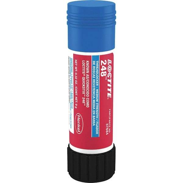 Loctite - 9 g Stick, Blue, Medium Strength Semisolid Threadlocker - Series 248, 24 hr Full Cure Time, Hand Tool, Heat Removal - Americas Tooling