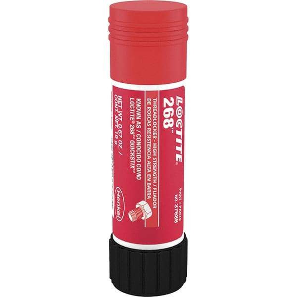 Loctite - 19 g Stick, Red, High Strength Semisolid Threadlocker - Series 268, 72 hr Full Cure Time, Hand Tool, Heat Removal - Americas Tooling