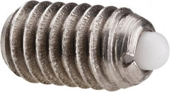 Gibraltar - 5/16-18, 9/16" Thread Length, 1/12" Plunger Projection, Stainless Steel Threaded Spring Plunger - 0.135" Max Plunger Diam, 0.562" Plunger Length, 3.7 Lb Init End Force, 15.5 Lb Final End Force - Americas Tooling