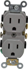 Leviton - 125 VAC, 15 Amp, 5-15R NEMA Configuration, Gray, Specification Grade, Self Grounding Duplex Receptacle - 1 Phase, 2 Poles, 3 Wire, Flush Mount, Tamper Resistant - Americas Tooling