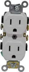 Leviton - 125 VAC, 15 Amp, 5-15R NEMA Configuration, White, Specification Grade, Self Grounding Duplex Receptacle - 1 Phase, 2 Poles, 3 Wire, Flush Mount, Tamper Resistant - Americas Tooling