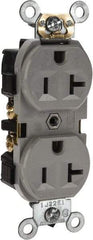 Leviton - 125 VAC, 20 Amp, 5-20R NEMA Configuration, Gray, Specification Grade, Self Grounding Duplex Receptacle - 1 Phase, 2 Poles, 3 Wire, Flush Mount, Tamper Resistant - Americas Tooling