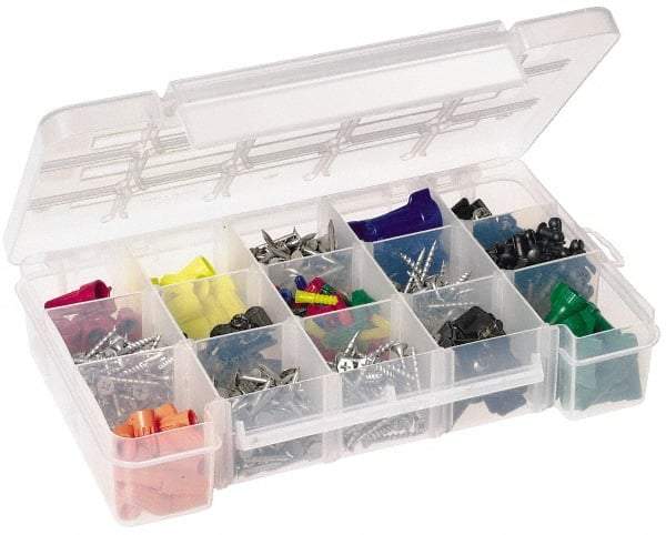 Akro-Mils - 7" Wide x 11" High x 2-3/8" Deep, Small Parts Storage Case - Clarified Polypropylene Frame, 3 to 15 Compartments, 2" Wide x 2-1/8 to 10-3/16" High x 2" Deep Bin - Americas Tooling