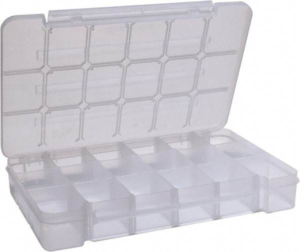 Akro-Mils - 9-1/2" Wide x 14-3/8" High x 2-1/2" Deep, Small Parts Storage Case - Clarified Polypropylene Frame, 3 to 18 Compartments, 2-7/8" Wide x 2-3/8 to 14" High x 2" Deep Bin - Americas Tooling